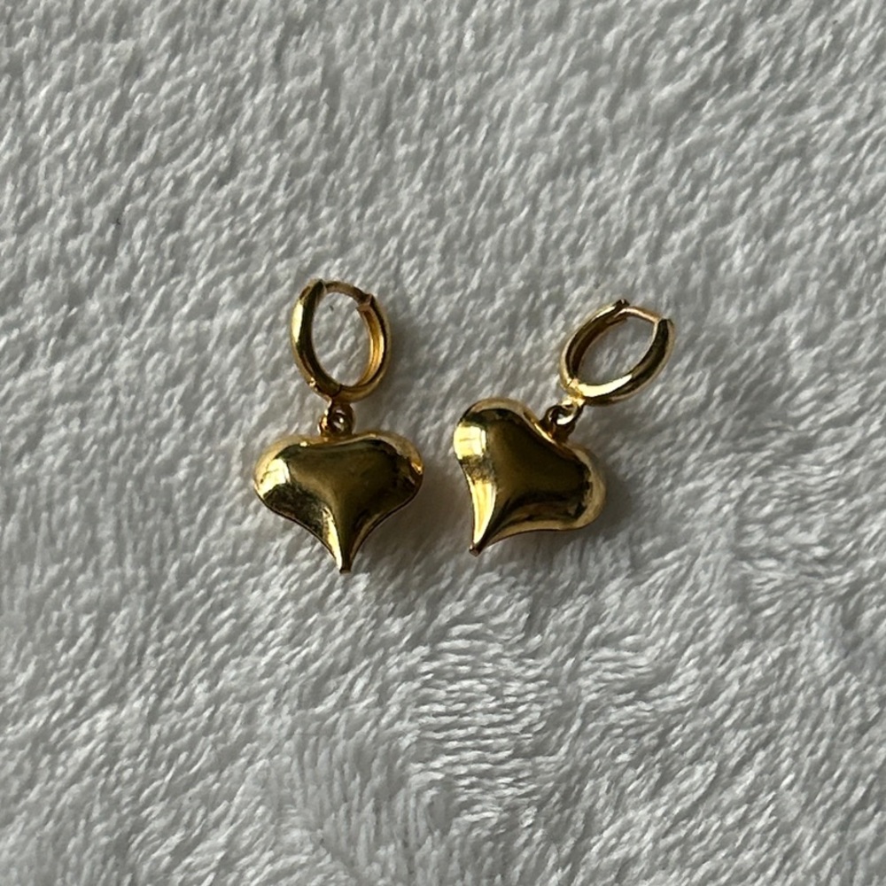 Gold Heart Hoop Earrings
